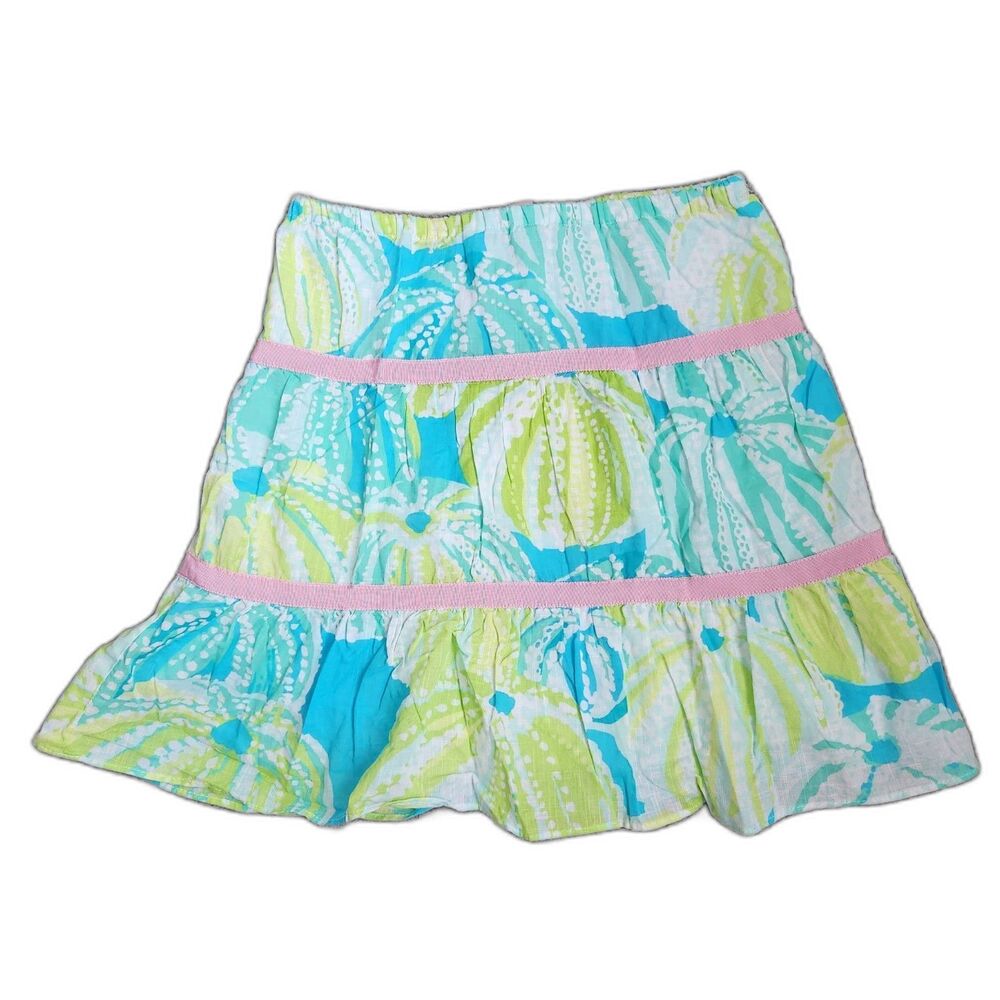Lilly Pulitzer Girls Pull on Skirt Sz 10 Elastic Jellyfish Preppy Pastel Travel